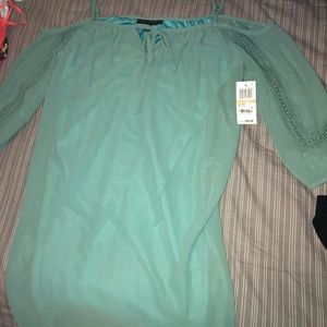 Teal, off the shoulder dress with arm details